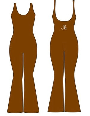 Straight Leg Jumpsuit - BROWN